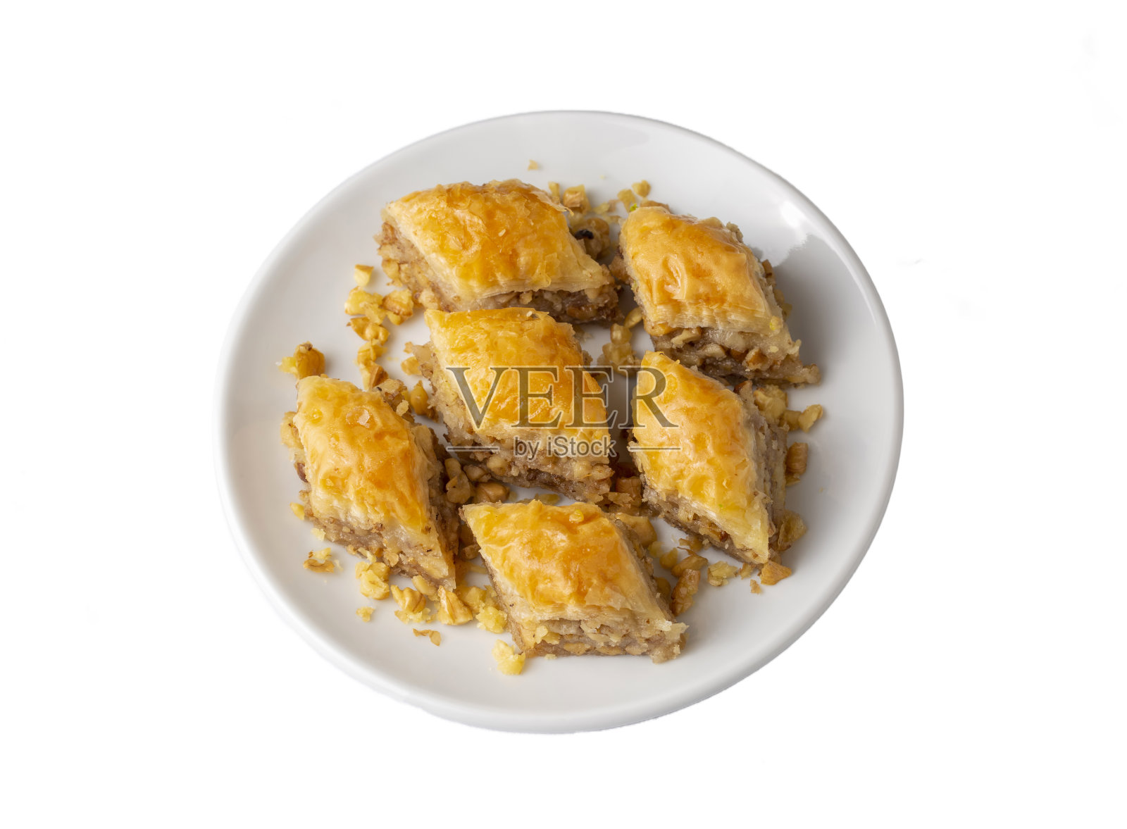 传统的土耳其甜点;手工核桃果仁蜜饼。土耳其的名字;cevizli果仁蜜饼照片摄影图片