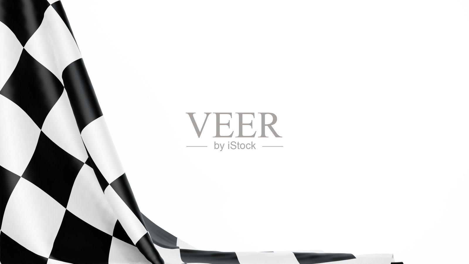 白色背景上的方格完成旗。文本空间。3d渲染图照片摄影图片