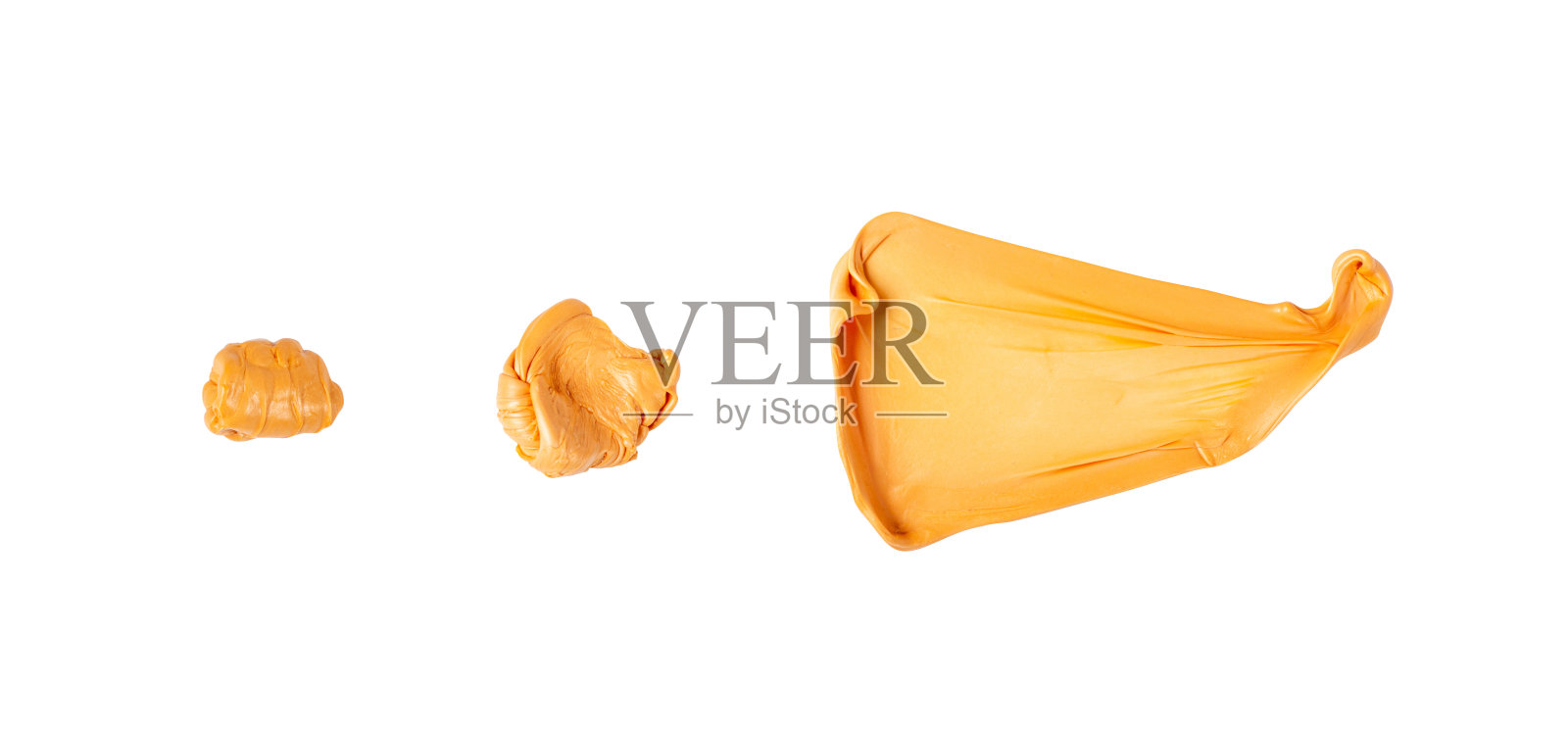 口香糖隔离，水果泡泡糖设置，粉红色泡泡糖在白色背景照片摄影图片