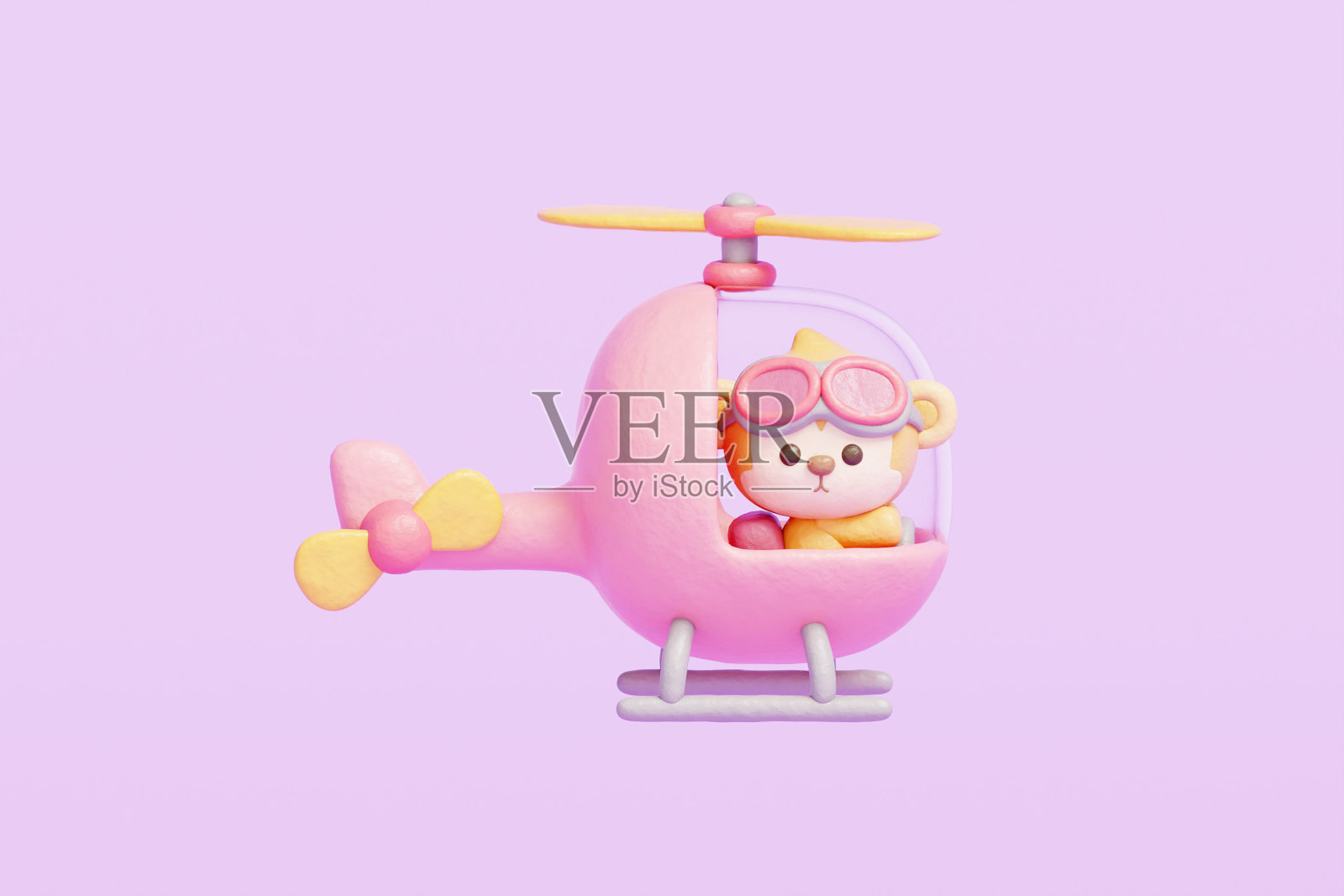 3D萌猴驾驶直升机飞机，卡通动物角色，3D渲染。照片摄影图片