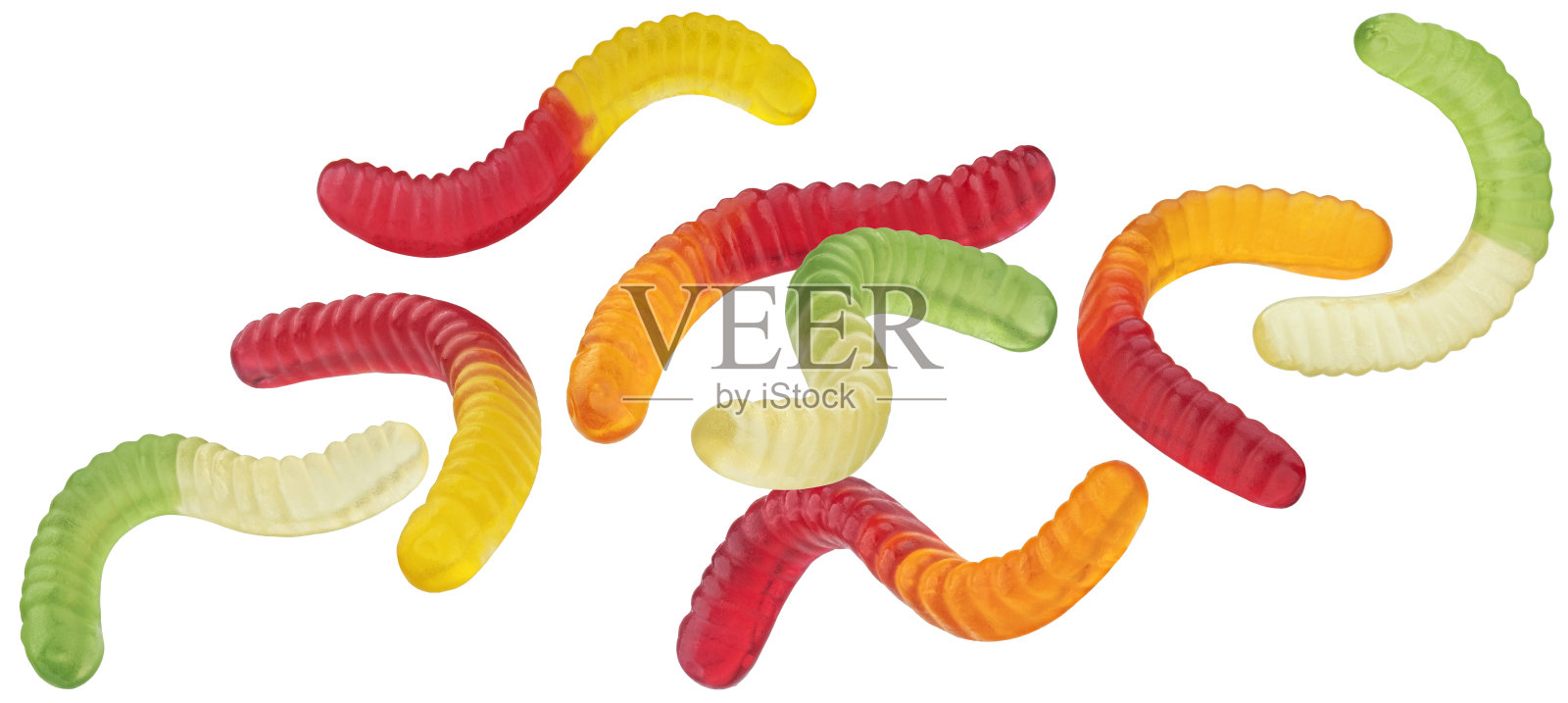 软糖蠕虫糖孤立在白色背景照片摄影图片