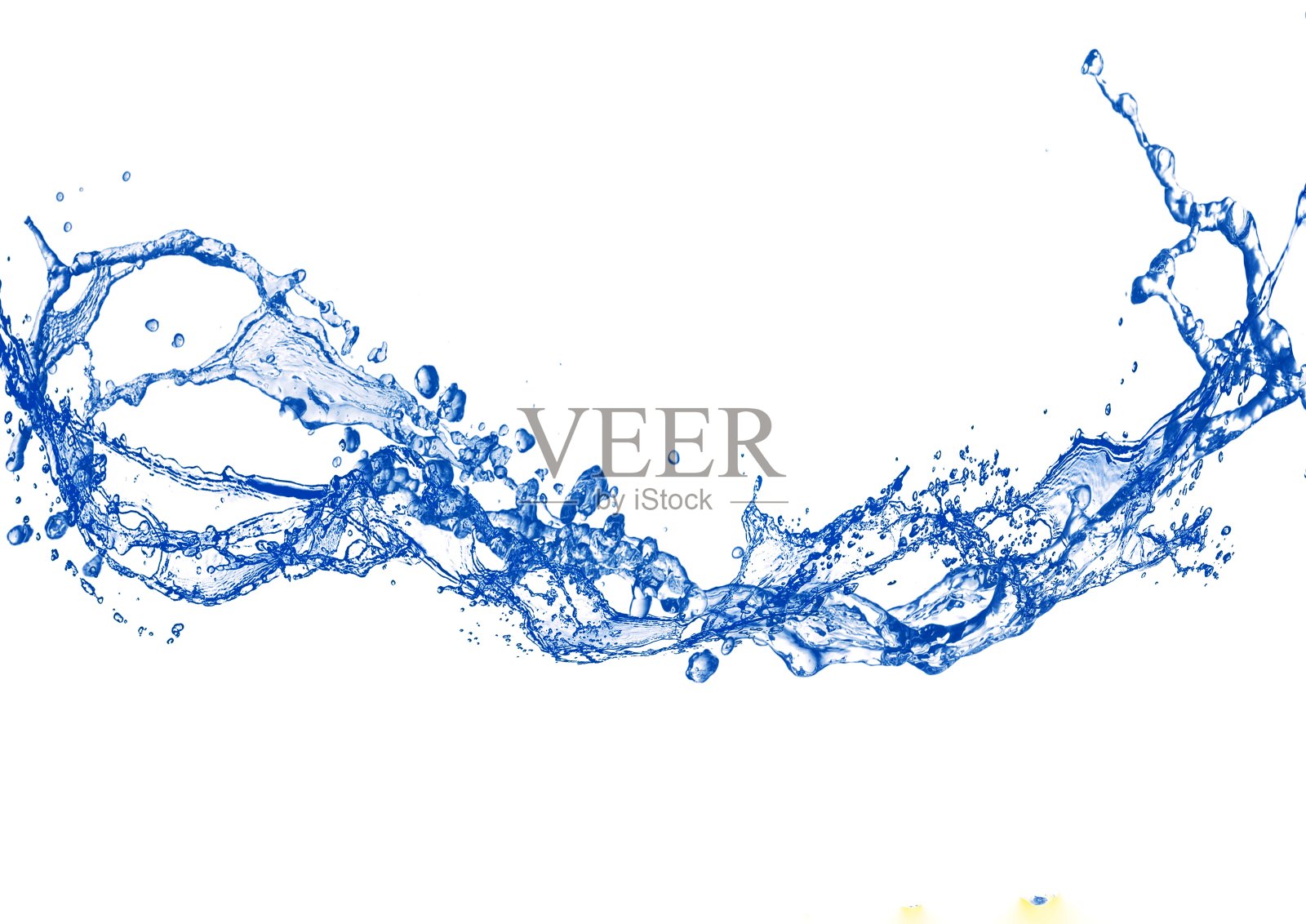 白色背景与蓝色飞溅照片摄影图片