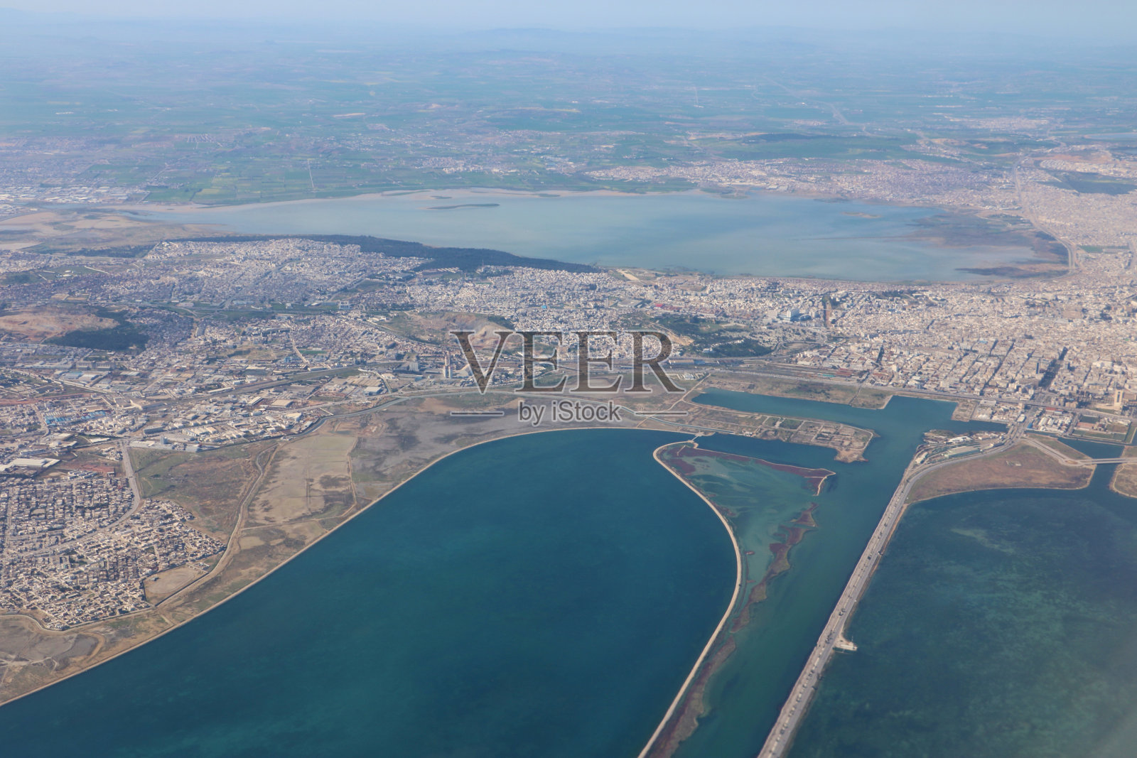 突尼斯海岸线鸟瞰图照片摄影图片