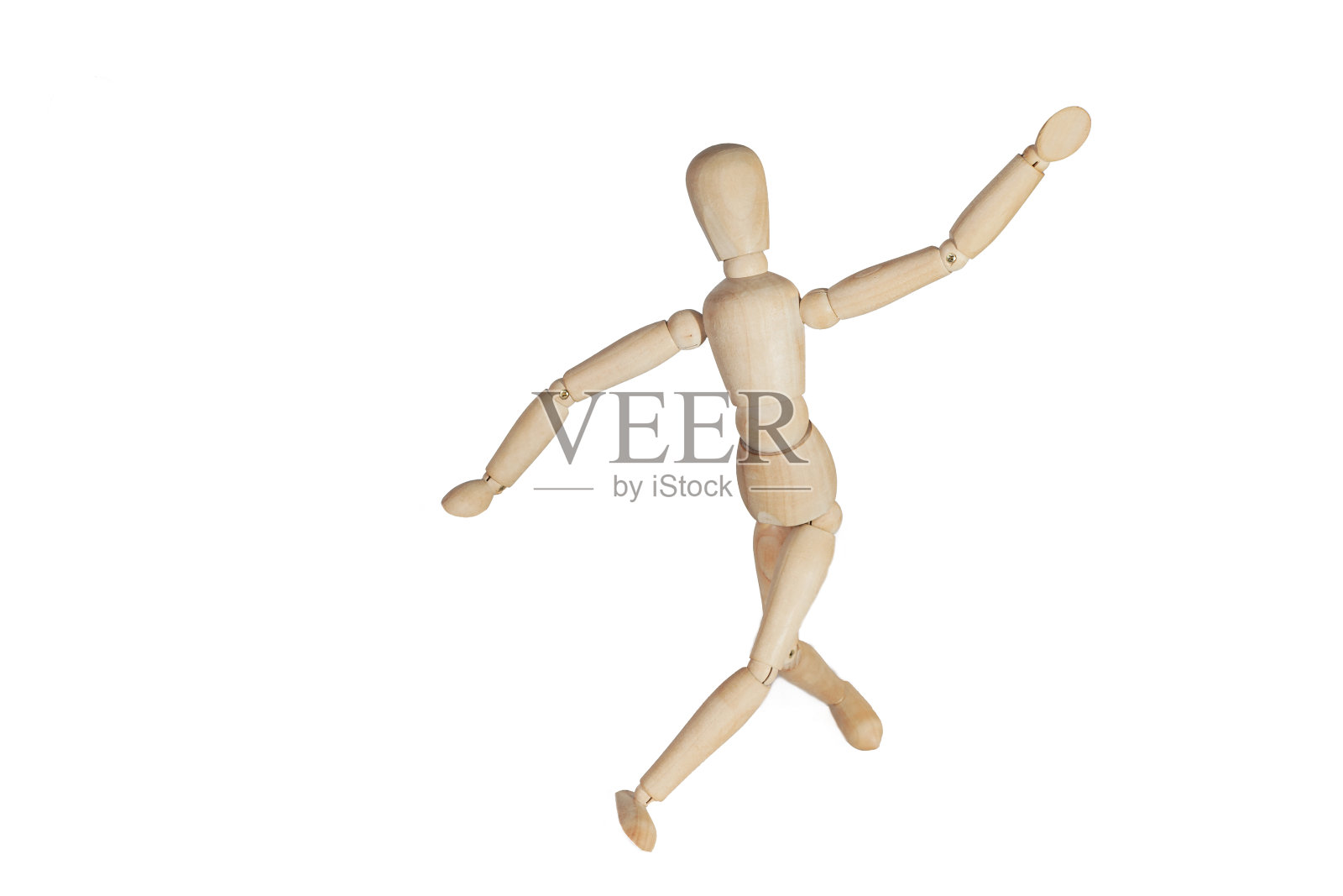 用来模仿人类手势的木制木偶。照片摄影图片