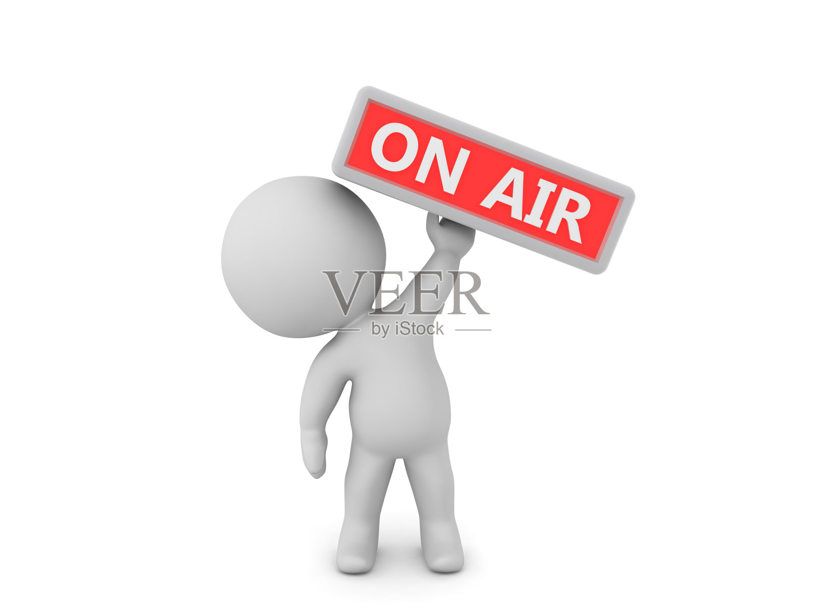 3D角色举着空中标志照片摄影图片