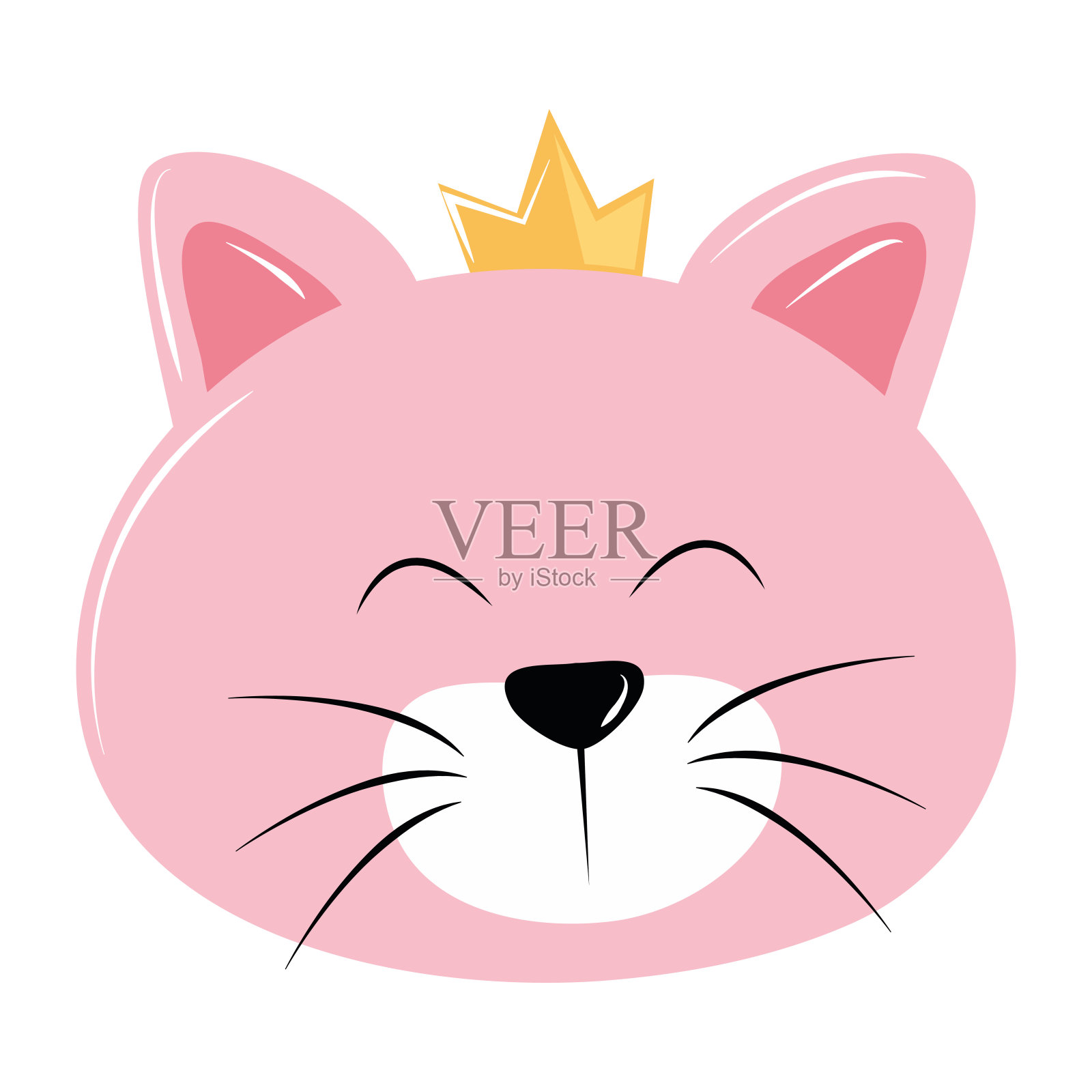 可爱的皇冠猫插画图片素材