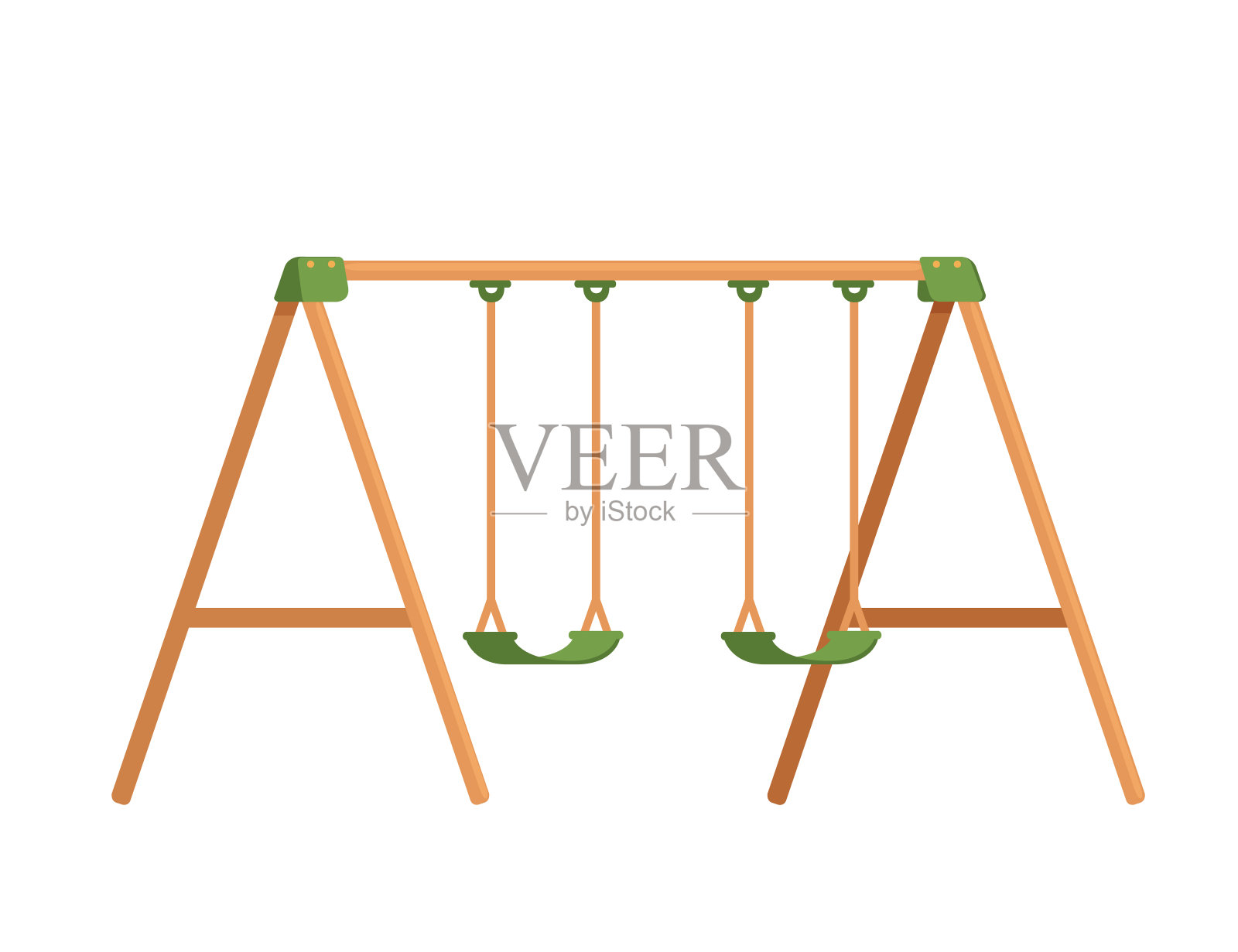 摇摆公园儿童游乐场矢量插图孤立在白色背景上插画图片素材