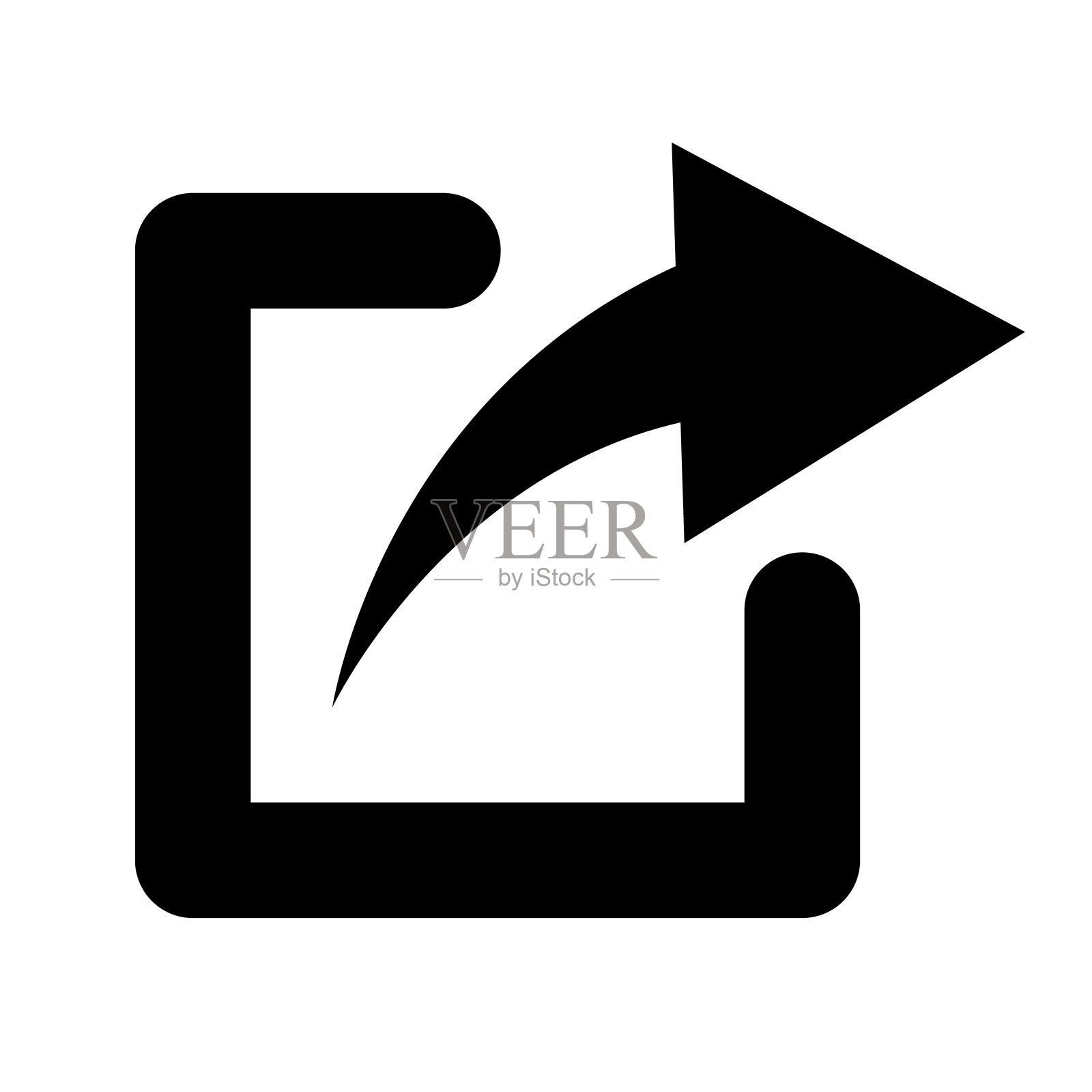 外部链接剪影图标。共享箭头图标。向量。插画图片素材