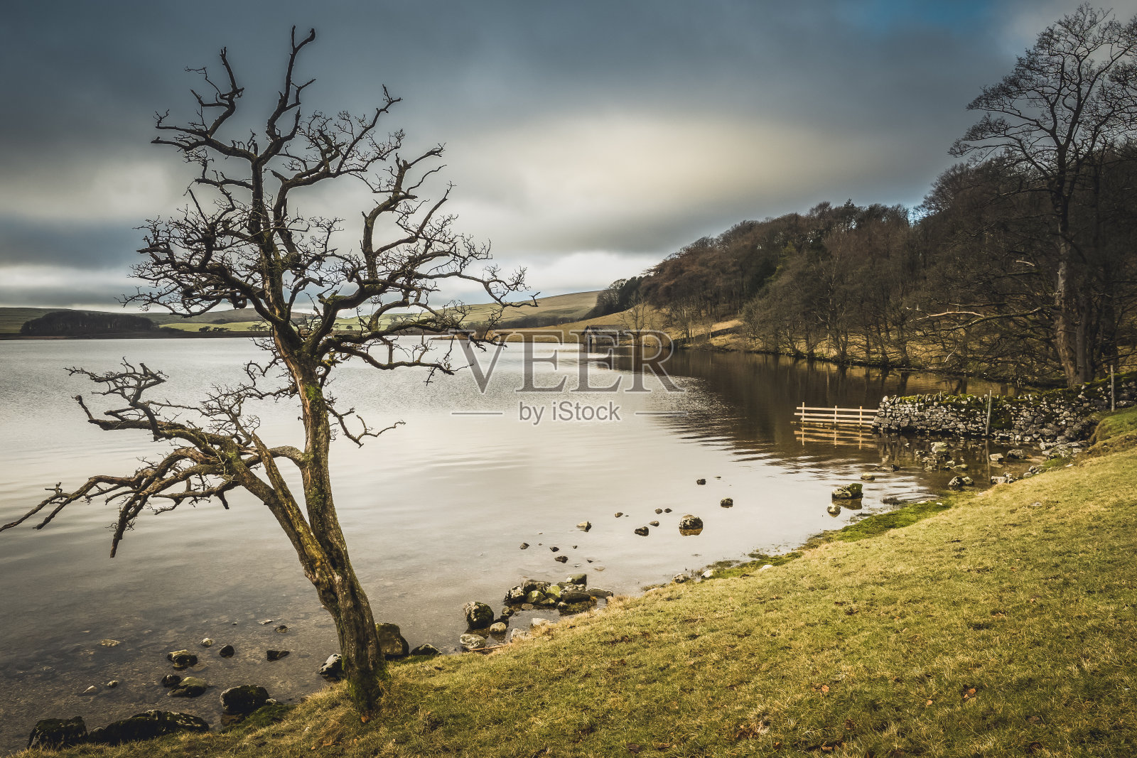 约克郡山谷的Malham Tarn照片摄影图片