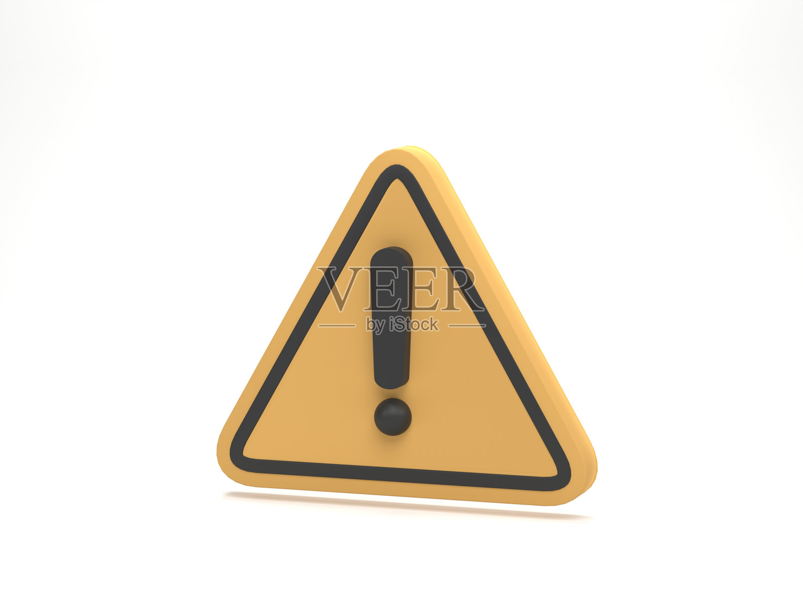 3D渲染，3D插图。白色背景上的警告标志图标。注意符号图标图标。危险的象征。感叹号符号。照片摄影图片