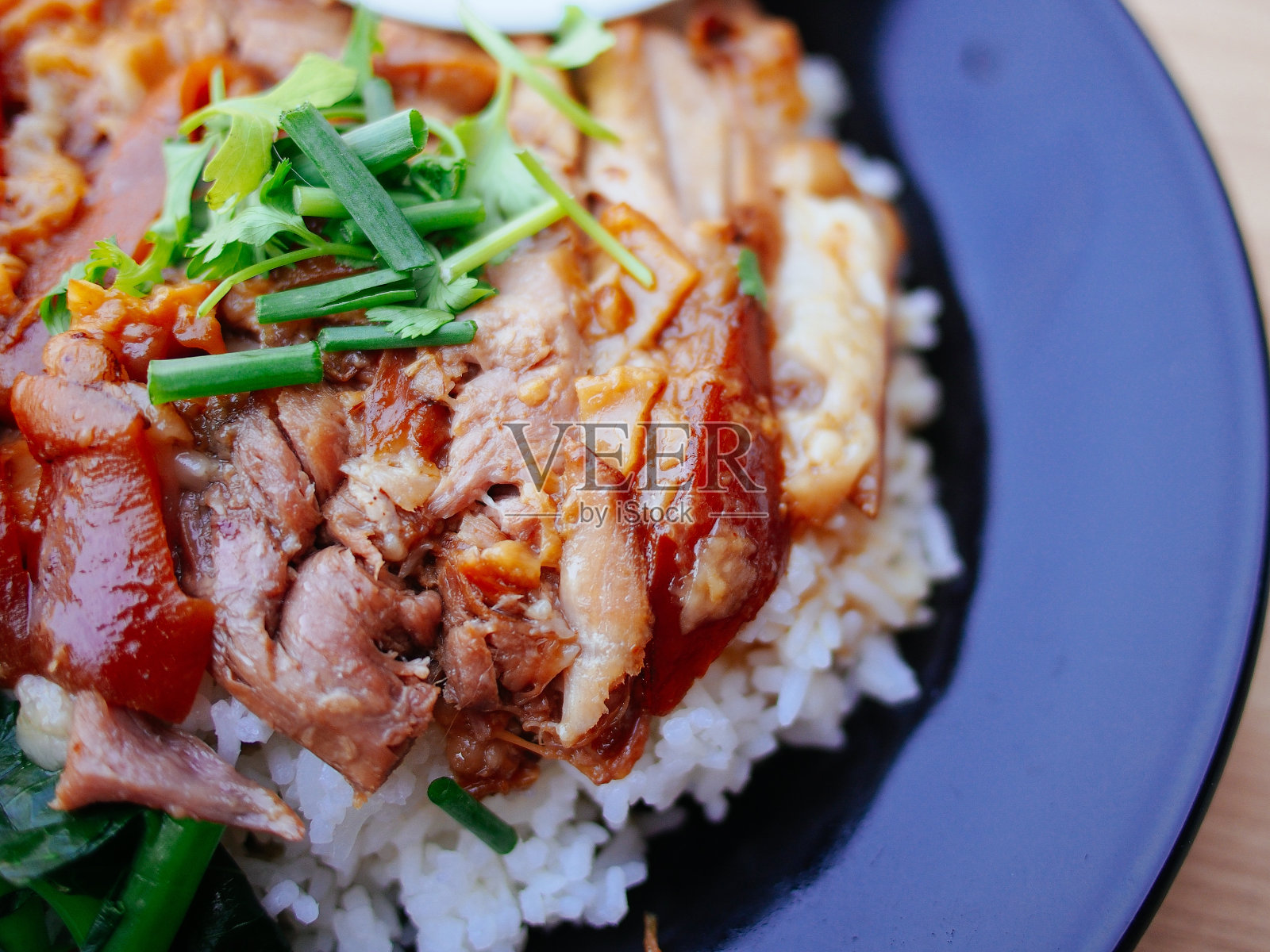泰国米饭配甜五花肉照片摄影图片