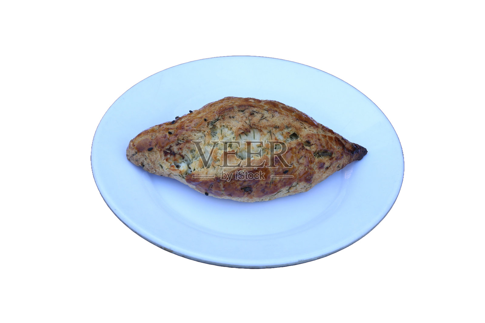 Pogaca，糕点与莳萝和奶酪，孤立在白色背景照片摄影图片