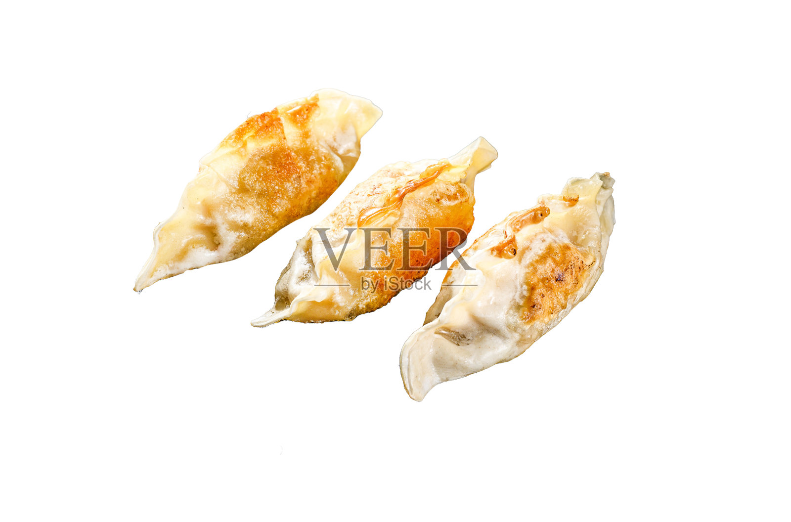 炸日式饺子。孤立在白色背景上。前视图。照片摄影图片