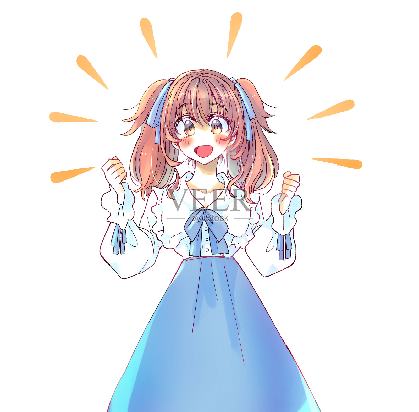 穿着洛丽塔服装的兴奋女人插画图片素材