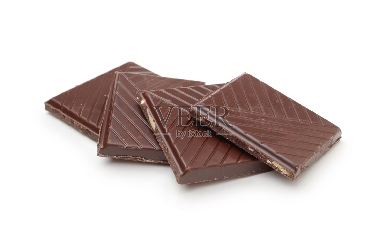 巧克力分离于白色。照片摄影图片