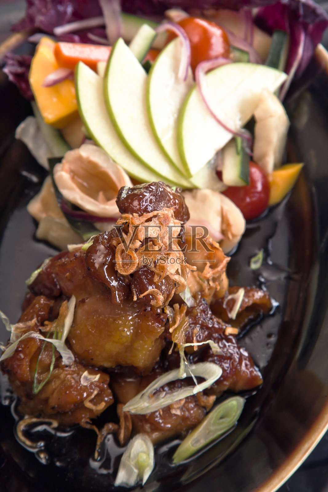 糖醋苹果肉菜照片摄影图片