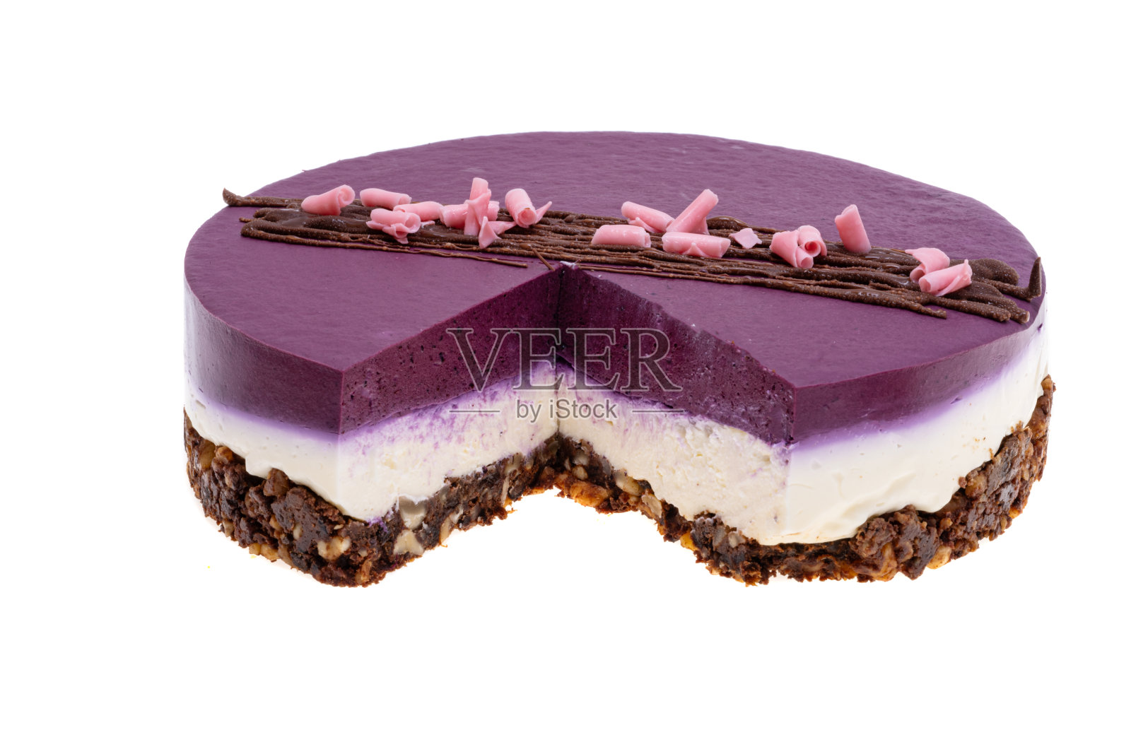 分离蓝莓芝士蛋糕照片摄影图片