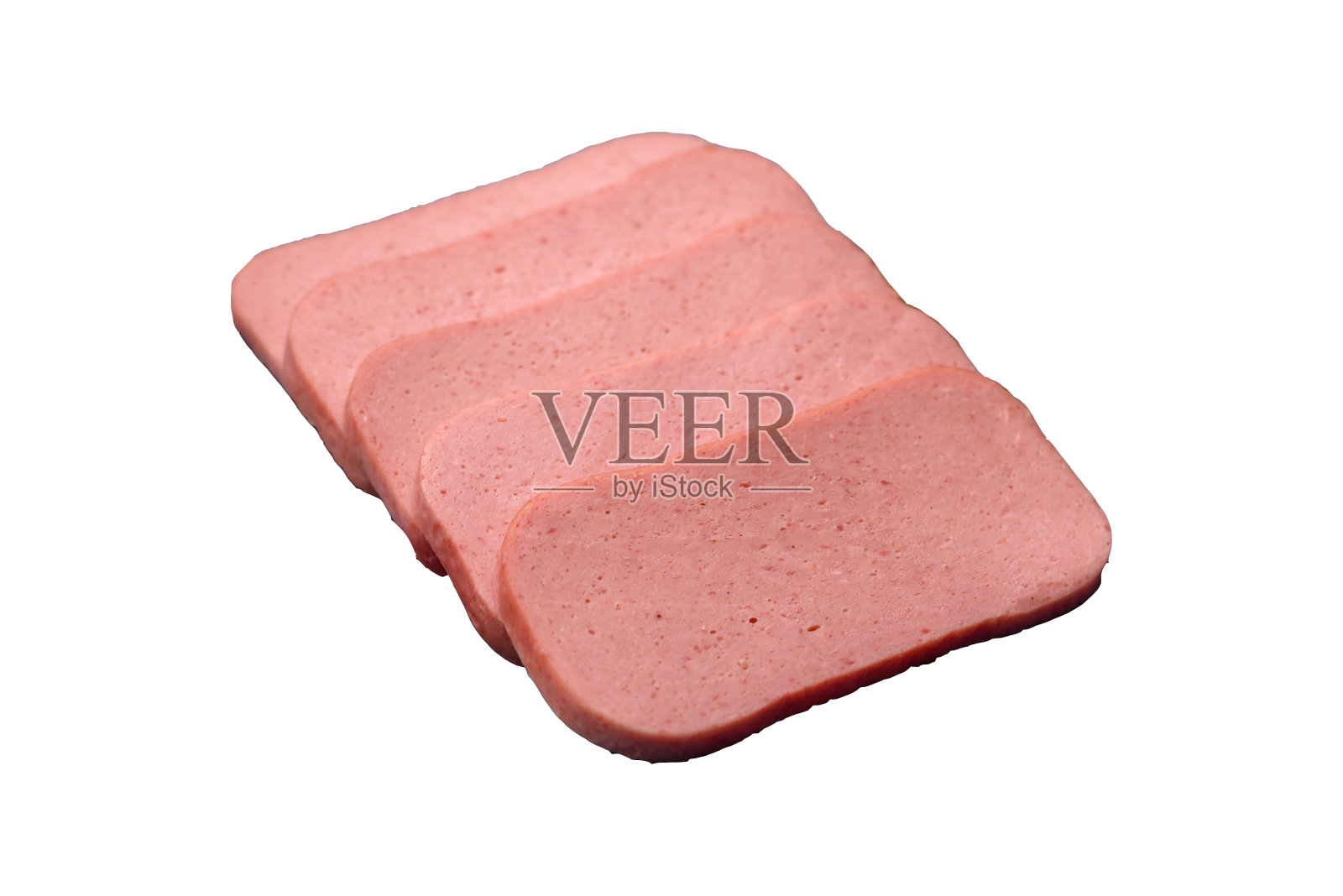 美味的粉色火腿罐头，配上盐、香料和香草照片摄影图片