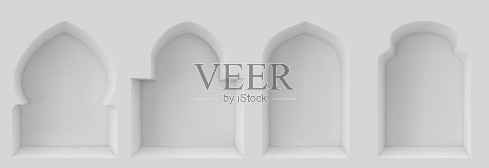 白色背景上的阿拉伯窗插画图片素材