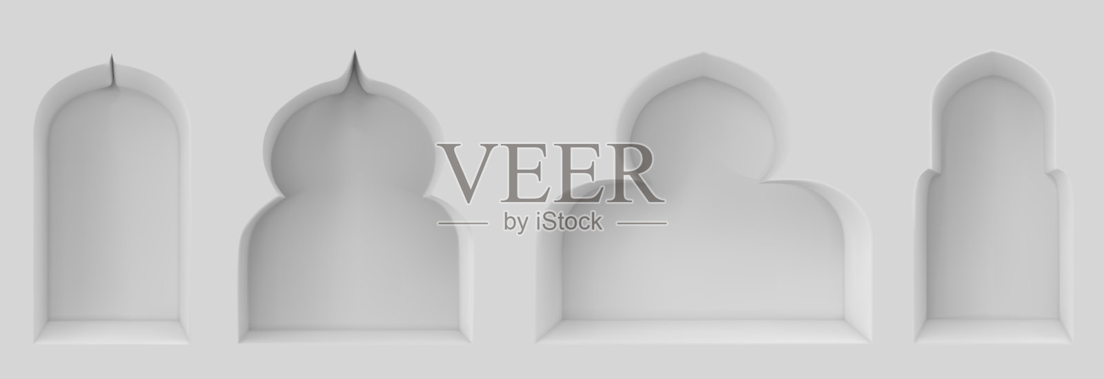 白色背景上的阿拉伯窗插画图片素材