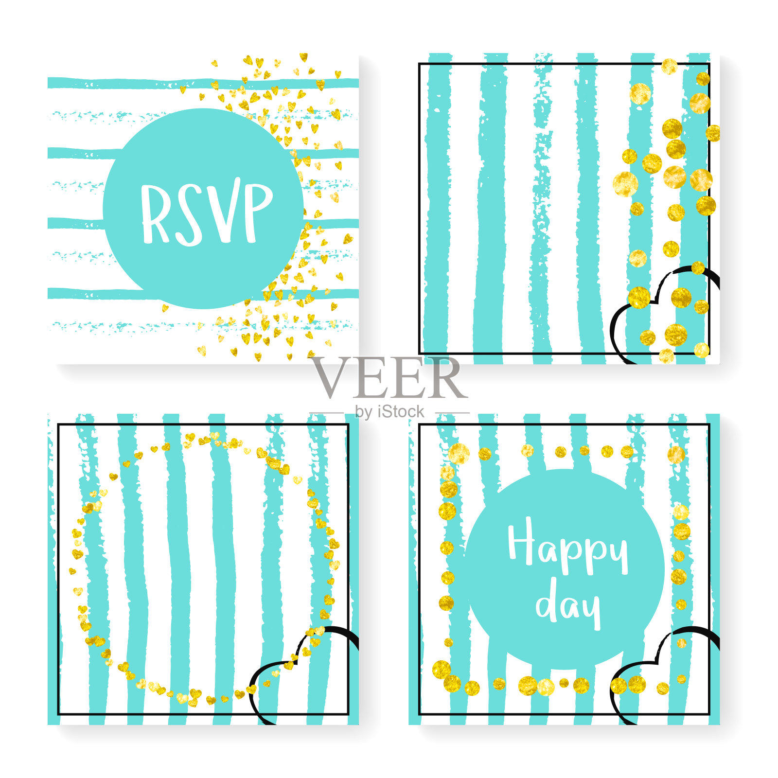 金箔模板。金色复古元素。插画图片素材