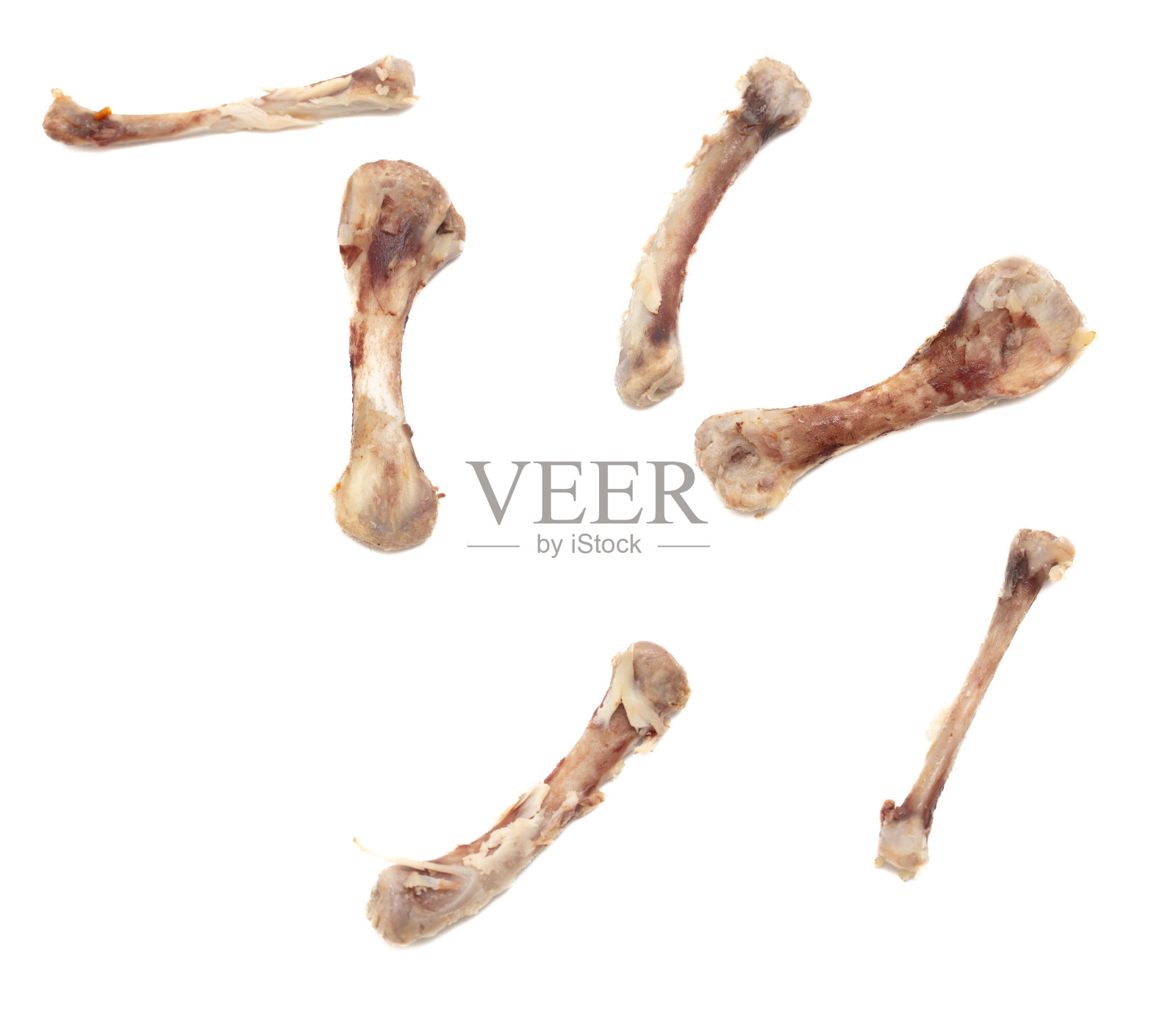 鸡骨孤立在白色背景上。特写镜头照片摄影图片