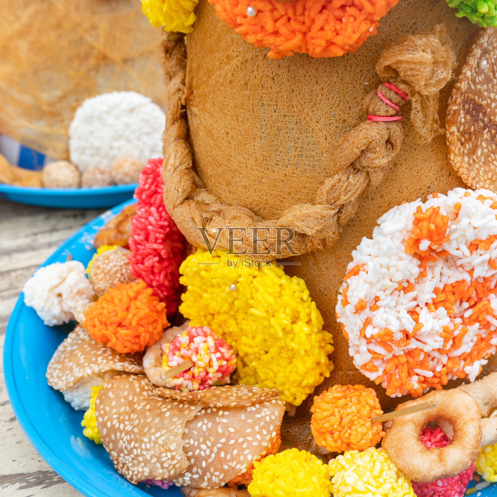 KhanomLa塔，农历十月节(Duensip或Wan start thai)或泰国鬼节。泰国南部的传统文化。照片摄影图片