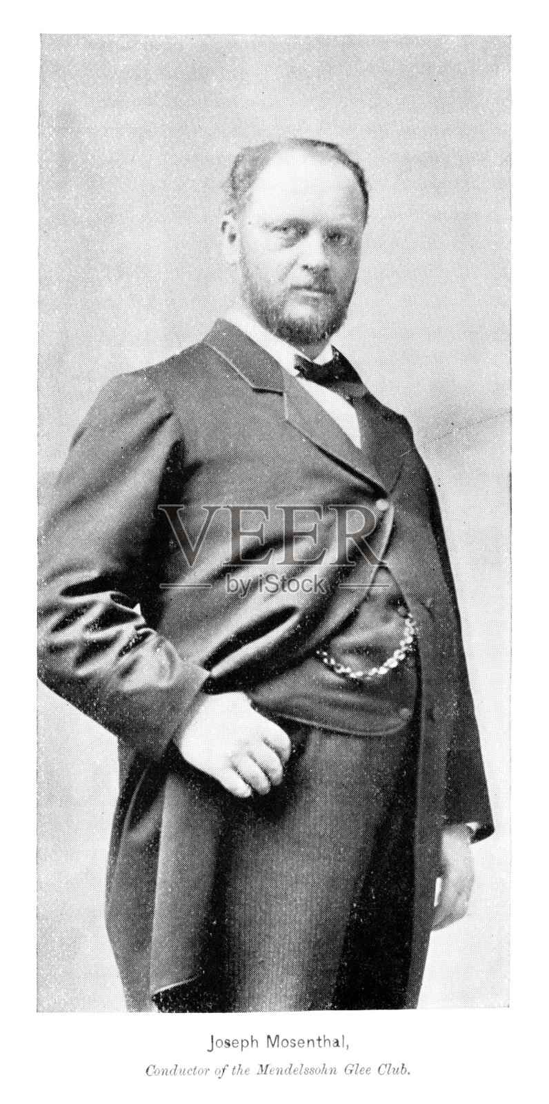 约瑟夫·莫森塔尔照片肖像。德裔美国音乐家和指挥家，19世纪音乐史和文化插画图片素材