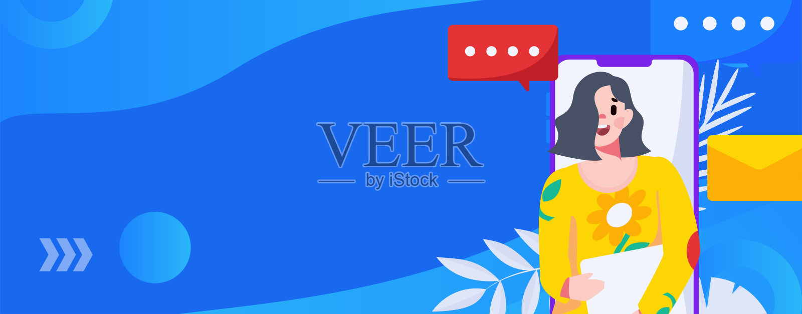 平面矢量插图的业务人员操作的工作场景插画图片素材