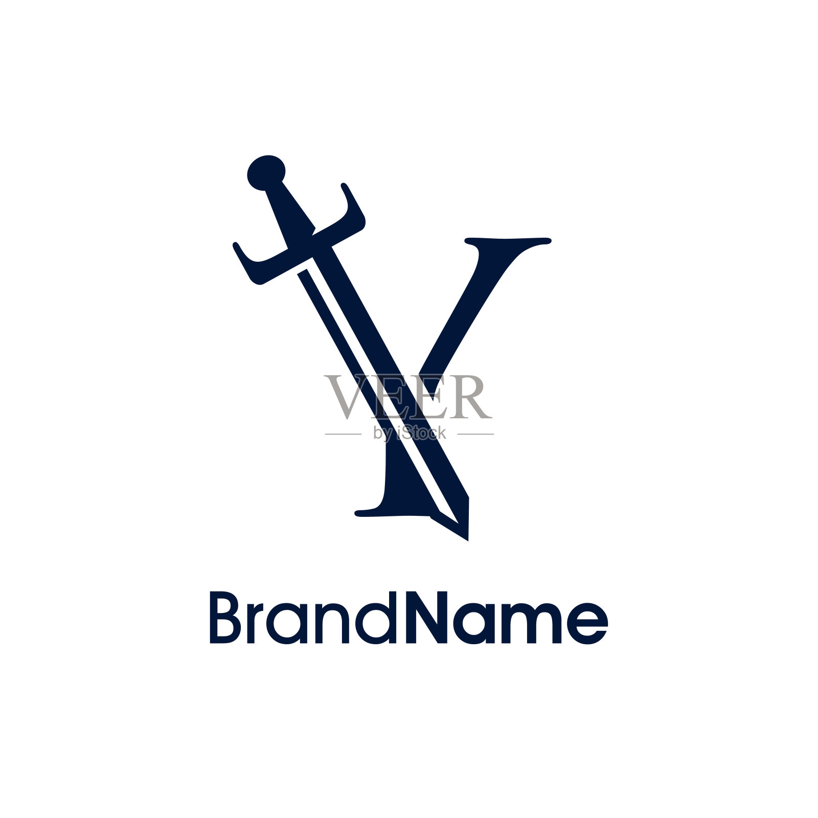 优雅的首字母Y剑标志插画图片素材