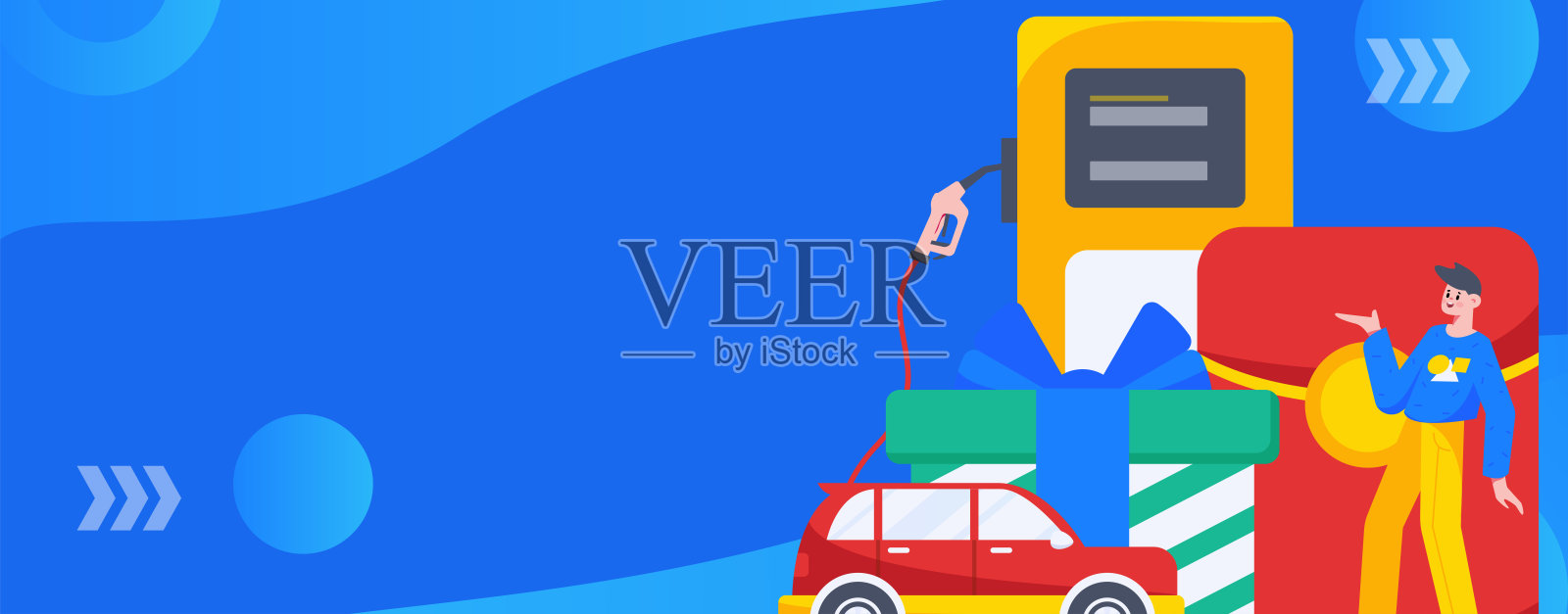 矢量互联网操作手绘插图的人获得折扣加油他们的汽车插画图片素材