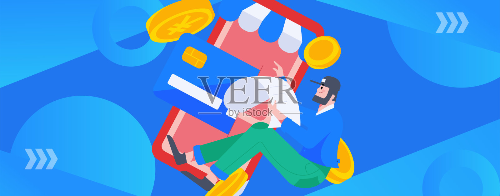 信用卡账单字符平面矢量概念操作手绘插图插画图片素材