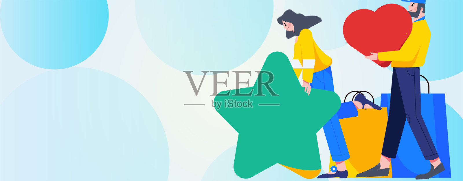 平面矢量插图的业务人员操作的工作场景插画图片素材