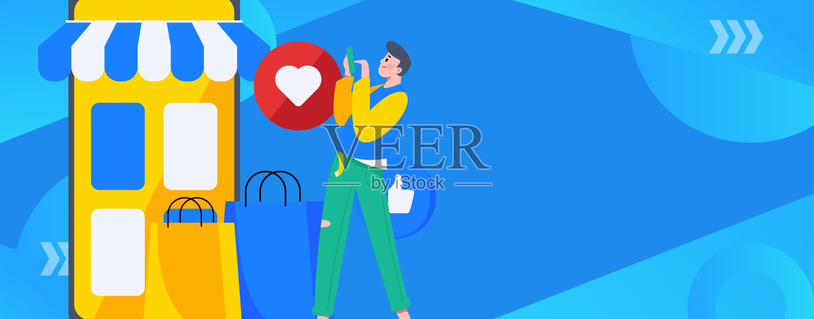 平面矢量插图的业务人员操作的工作场景插画图片素材