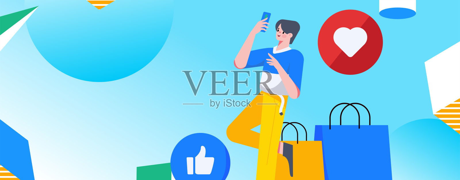 平面矢量插图的业务人员操作的工作场景插画图片素材