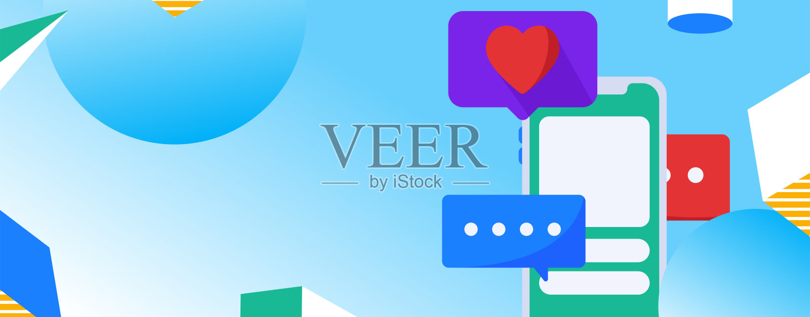 虚拟人物社会交往概念商业平面矢量手绘插画插画图片素材