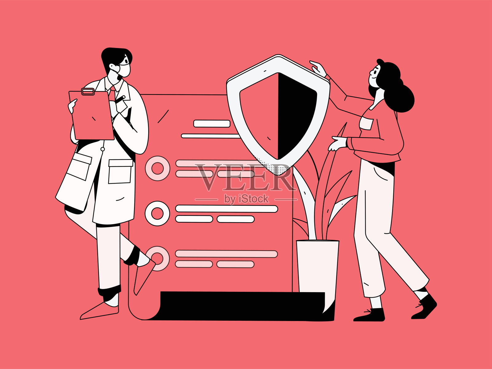 医学人物抗击疫情的平面矢量概念操作手绘插图插画图片素材