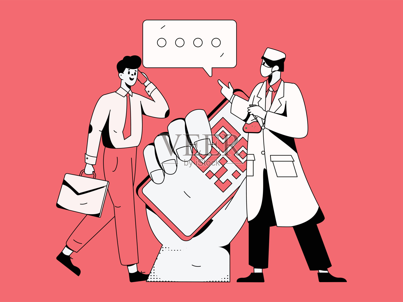 医学人物抗击疫情的平面矢量概念操作手绘插图插画图片素材