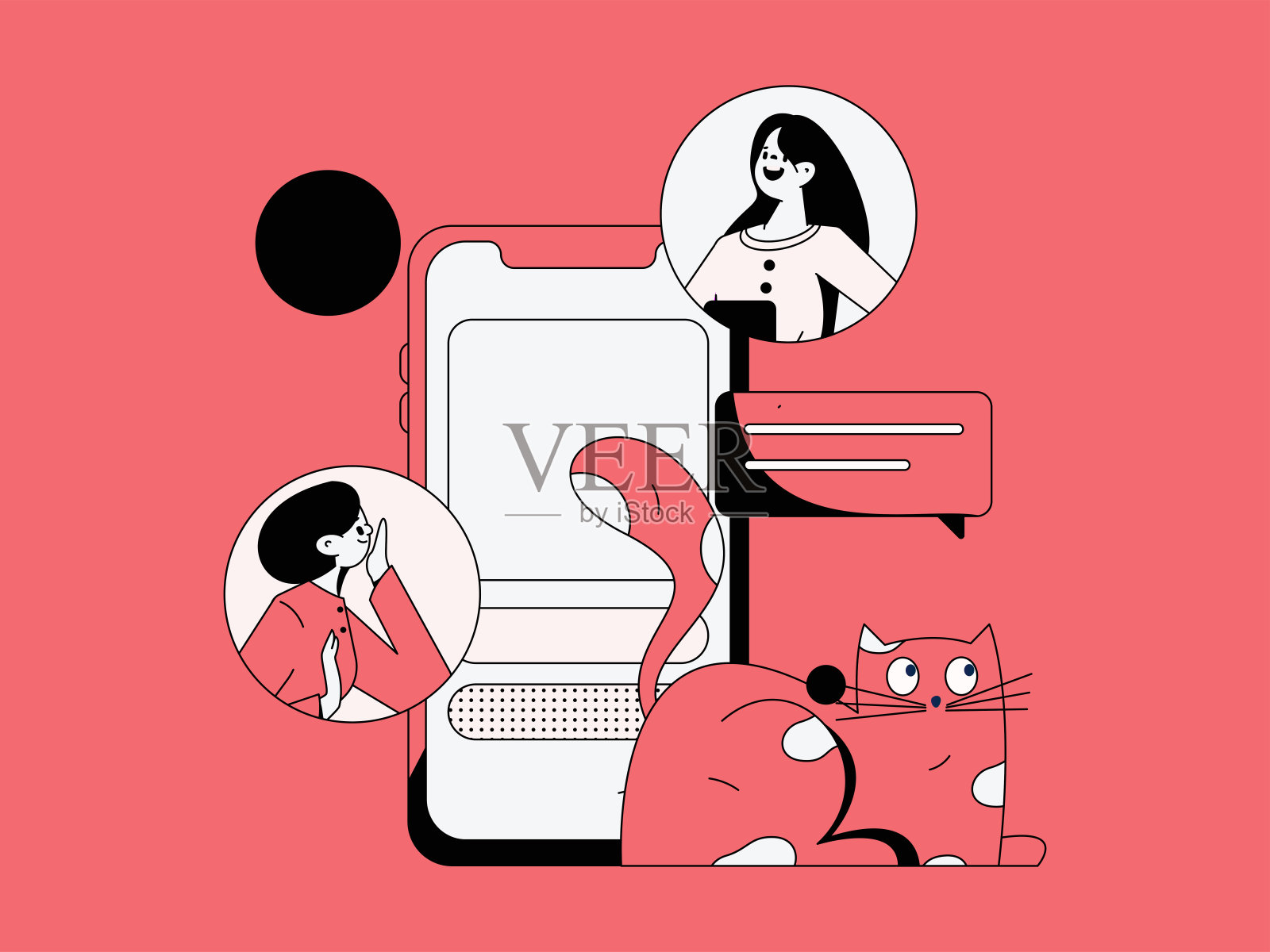 虚拟人物社会交往概念商业平面矢量手绘插画插画图片素材