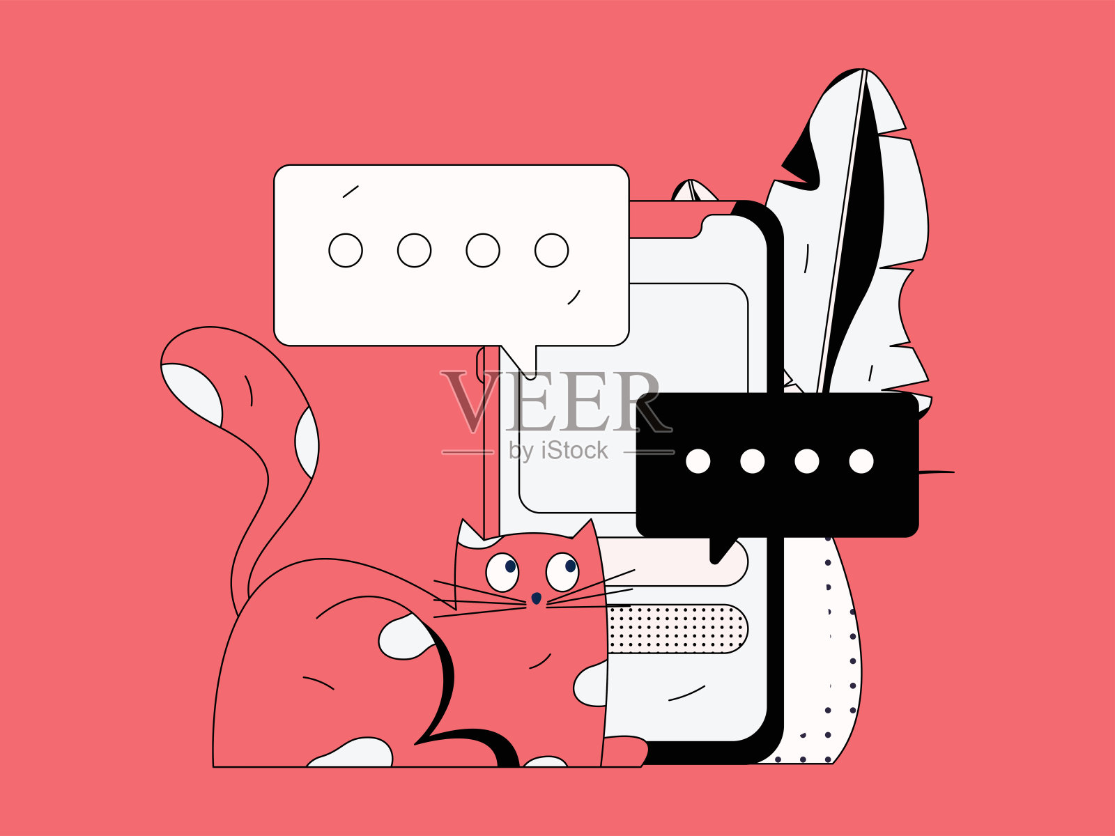 虚拟人物社会交往概念商业平面矢量手绘插画插画图片素材