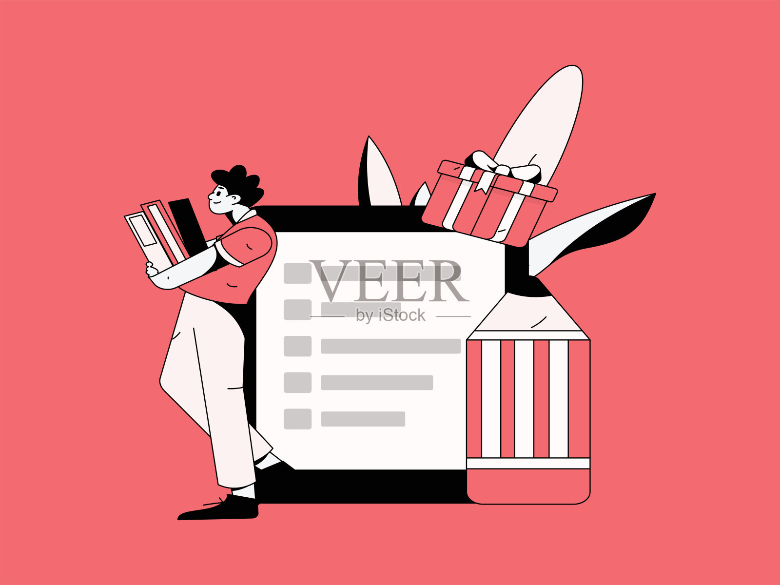 邀请朋友进行问卷平面矢量概念操作手绘插画插画图片素材