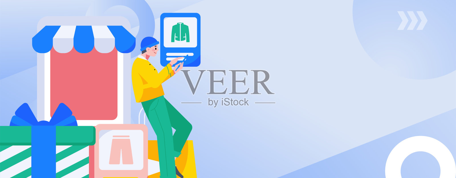 假日购物的人做电子商务网上购物平面矢量概念操作手绘插图插画图片素材