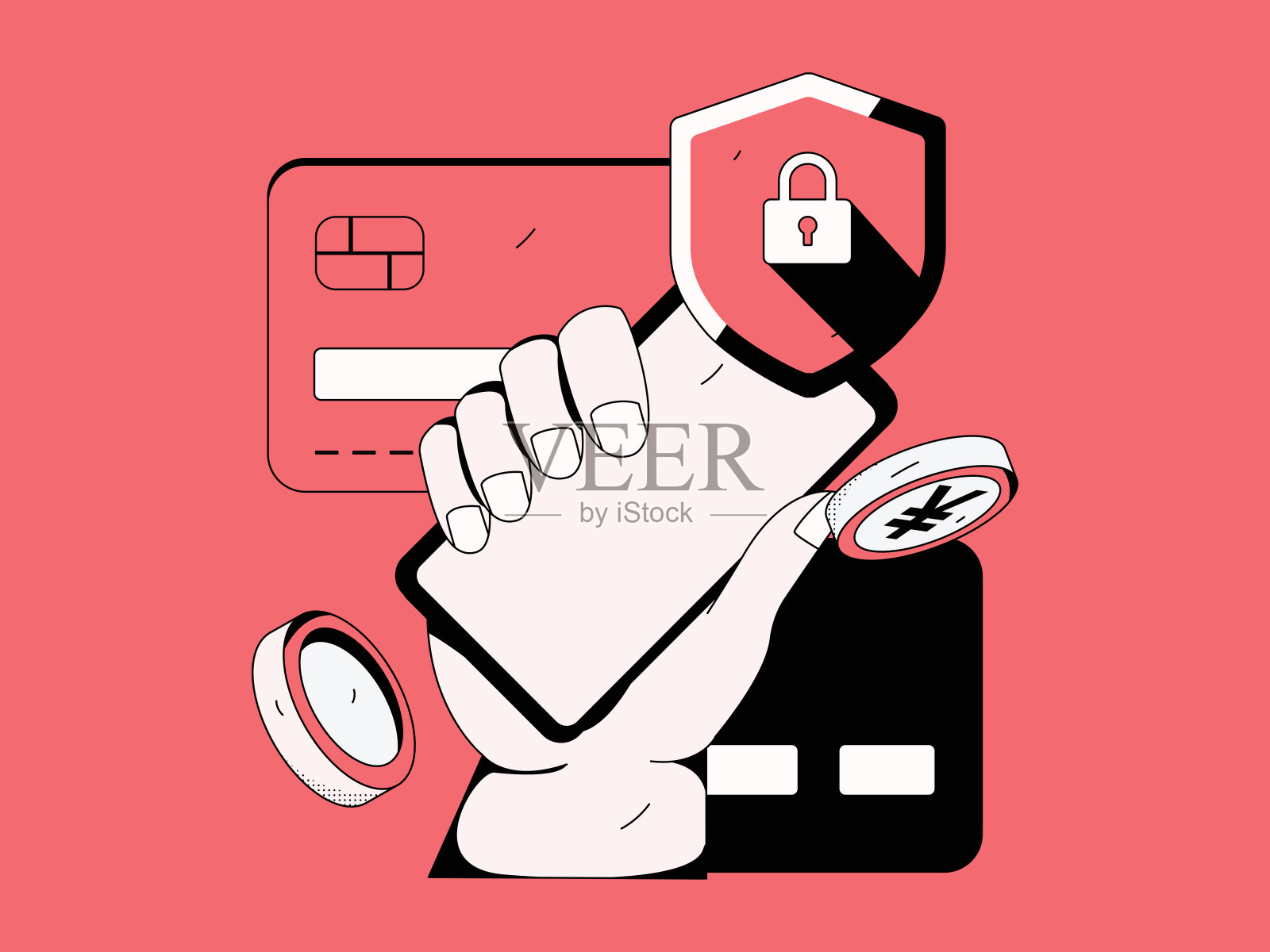 信用卡账单字符平面矢量概念操作手绘插图插画图片素材