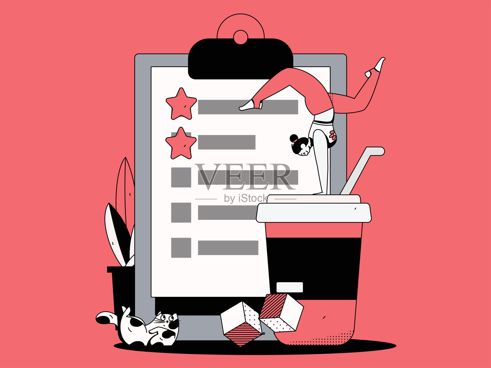 邀请朋友进行问卷平面矢量概念操作手绘插画插画图片素材