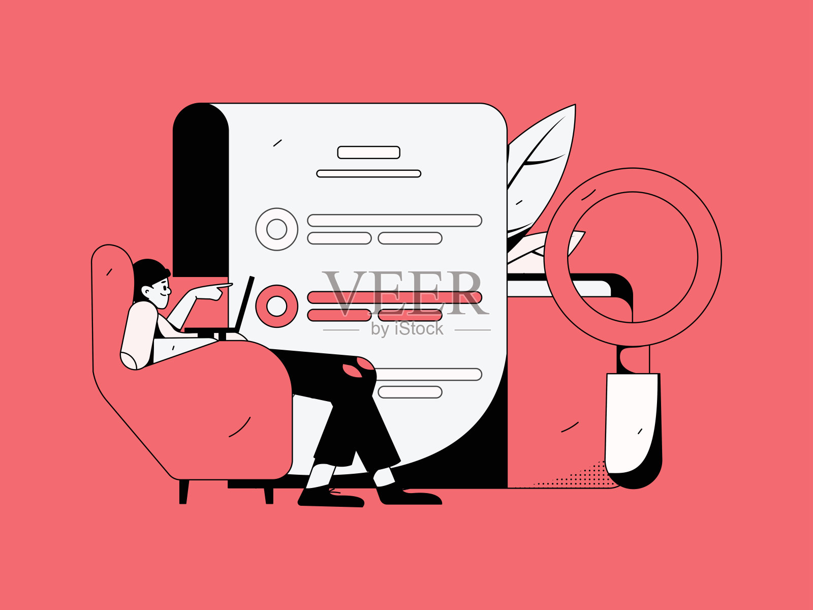 邀请朋友进行问卷平面矢量概念操作手绘插画插画图片素材