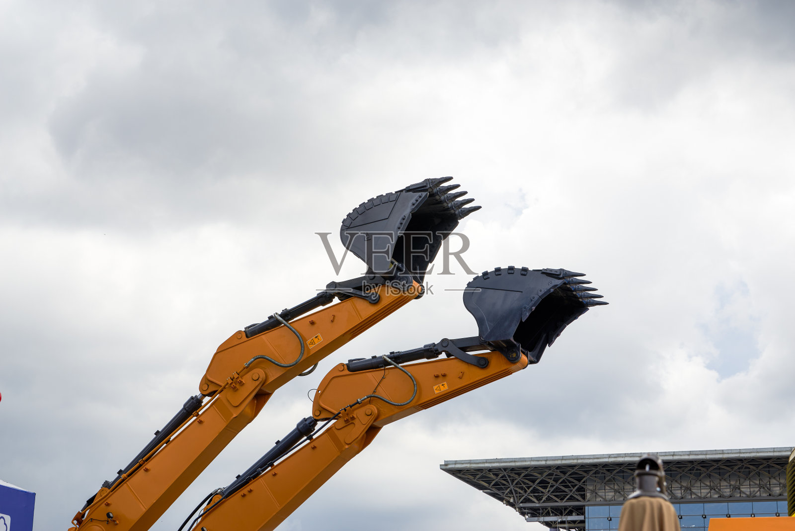 大型工业建筑挖掘设备零件的局部特写照片摄影图片