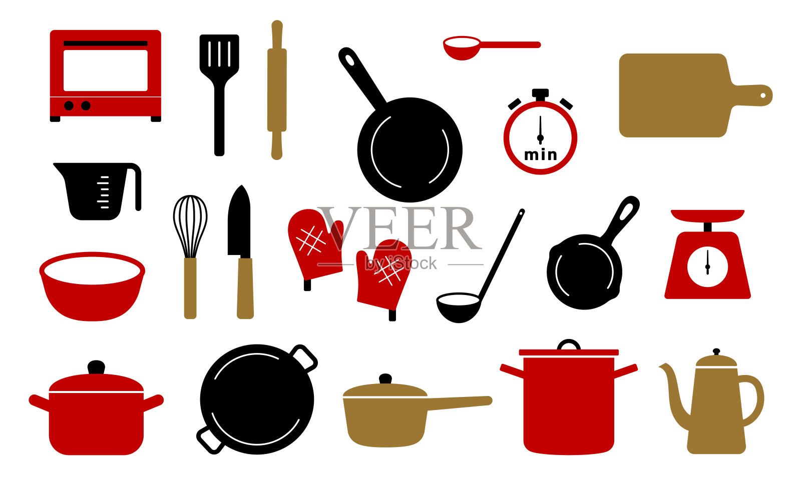 说明一套厨房工具插画图片素材