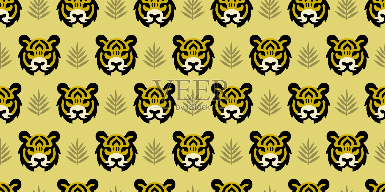 老虎插图背景。无缝模式。插画图片素材