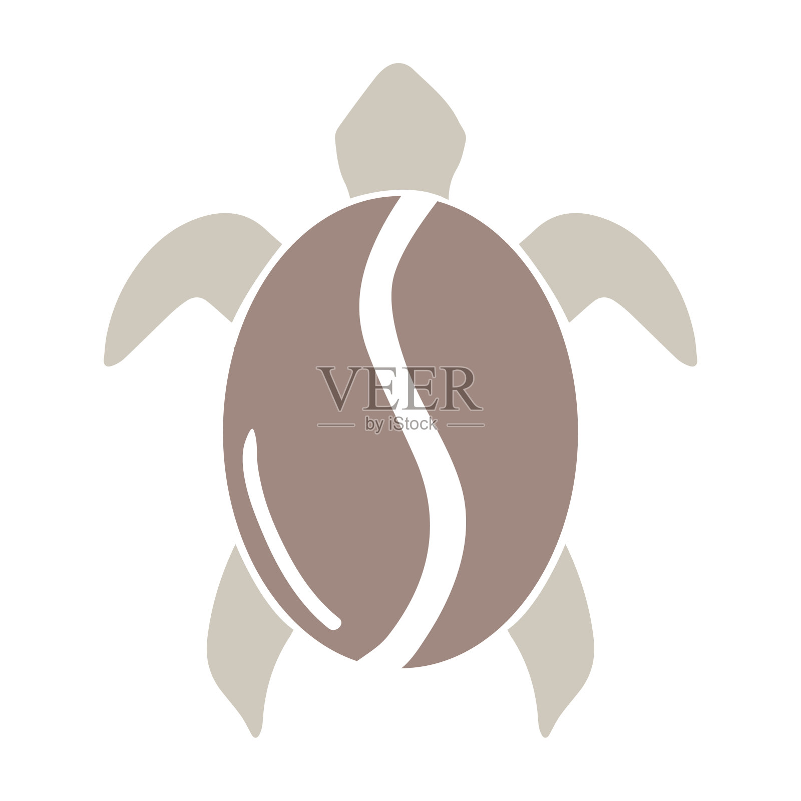 简单的极简复古海龟与咖啡豆海滩酒吧咖啡馆餐厅插图设计矢量插画图片素材