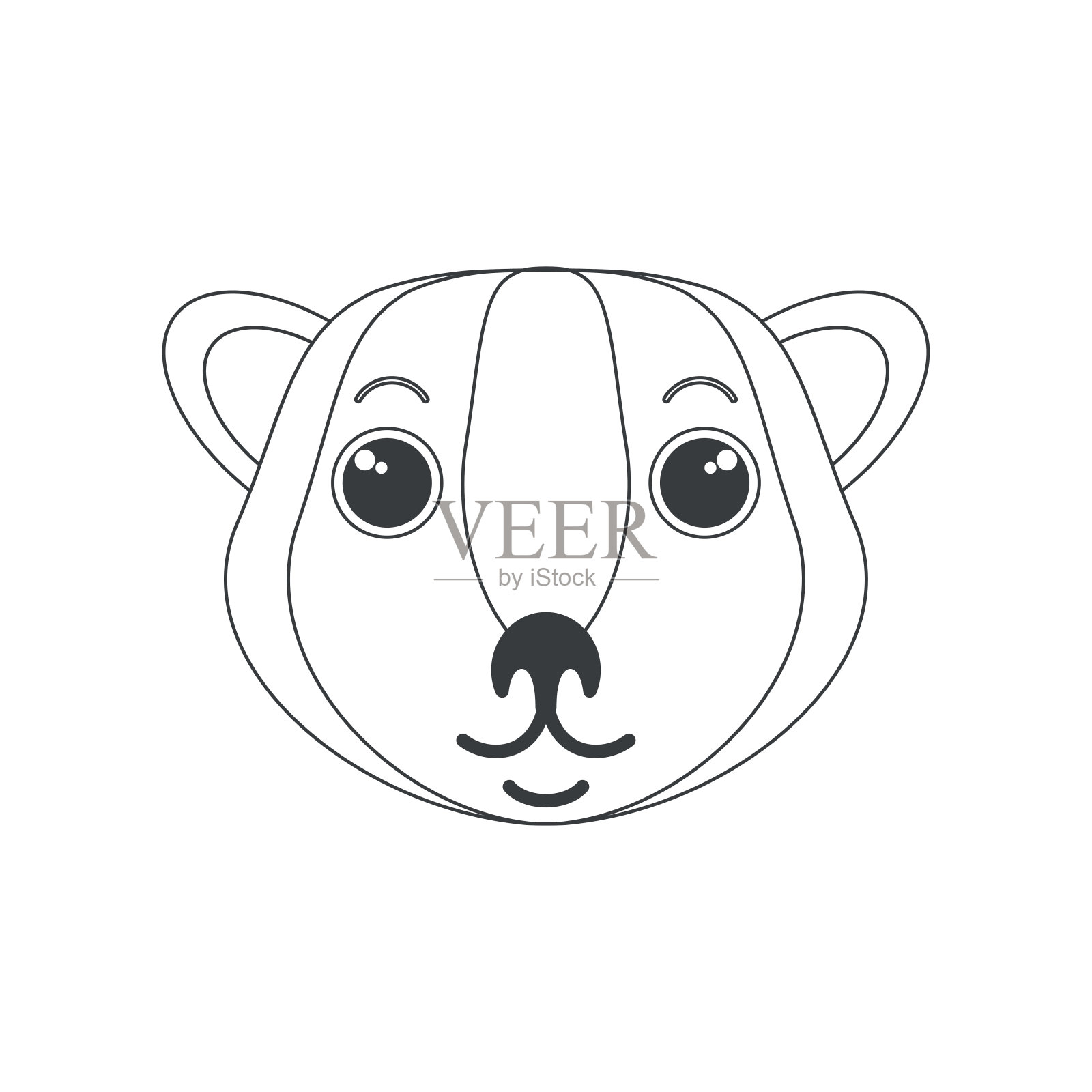 可爱的小狮子脸，形状简单的动物头，丛林猫插画图片素材